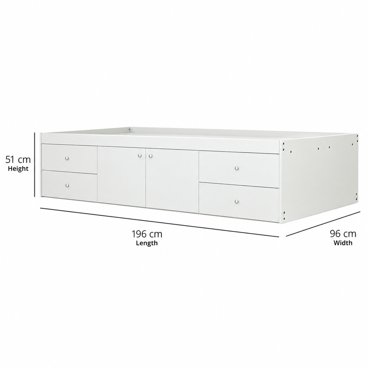 White Kids Single Cabin Bed with Storage Drawers - Kidsaw